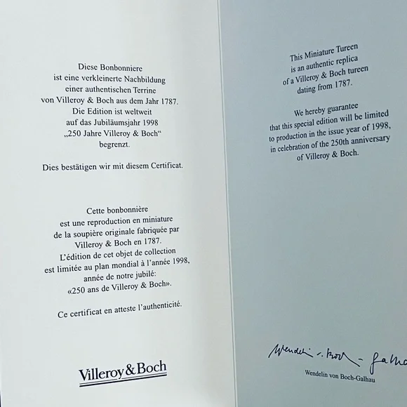 RARE Villeroy & Boch Collectible Tureen JOSEPHINE 250 Anniversary 1998 Ret $500 - Picture 9 of 12